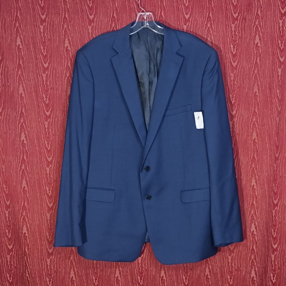 CALVIN KLEIN Blue Collared Long Sleeve Pockets Men's Suit Jacket Sz 48L NWT